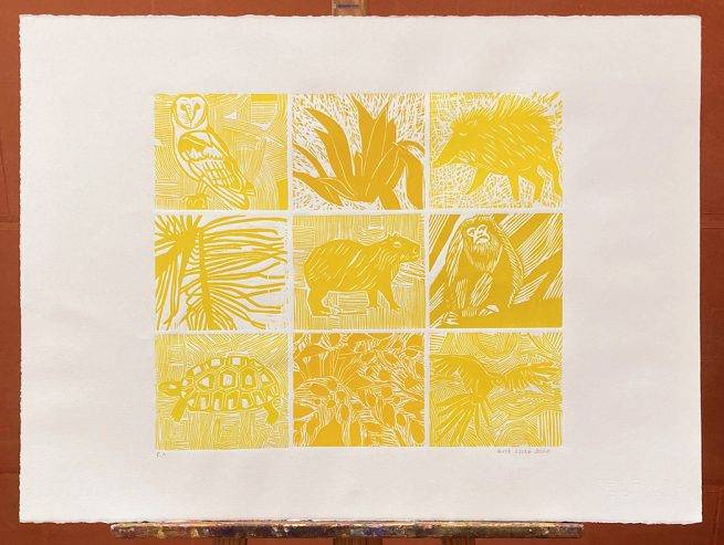 Para o sol, laranja / Pour le soleil, orange - Gravure sur bois – Image 3