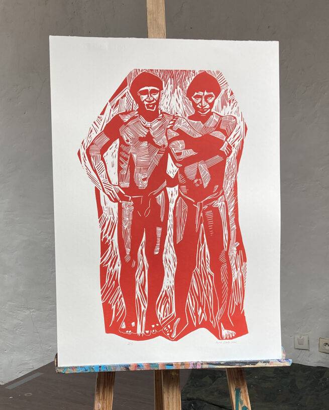 Deux indiens, linogravure – Image 3